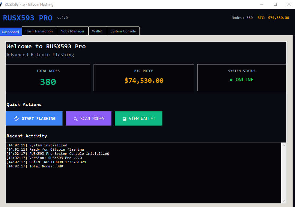 RUSX593 PRO-BITCOIN FLASH TOOL V2.0
